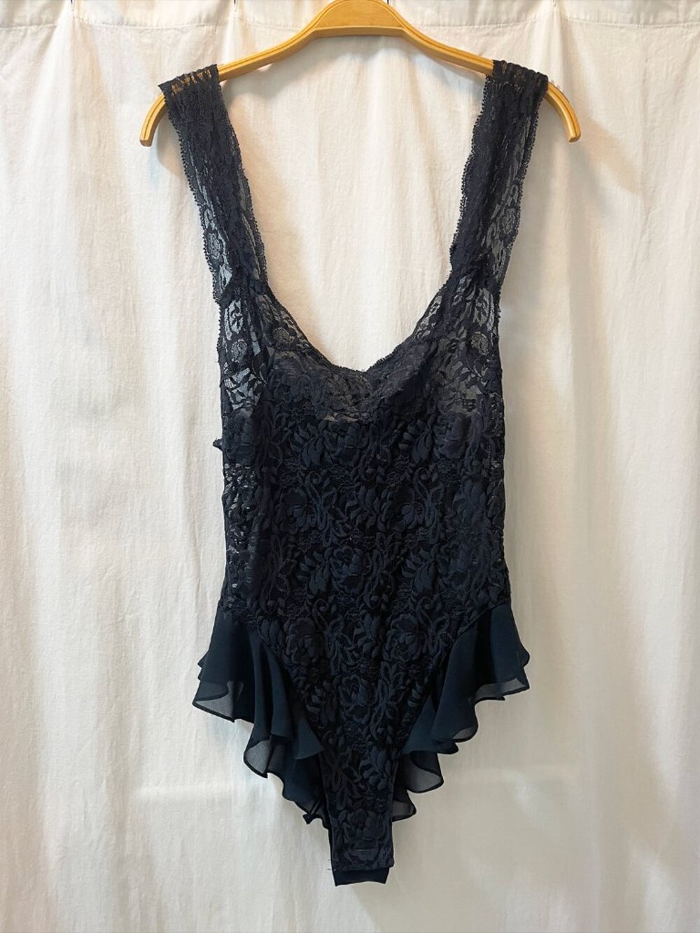 Vintage Victoria’s Secret Black Lace Bodysuit Sheer Teddy Lingerie 90s Coquette